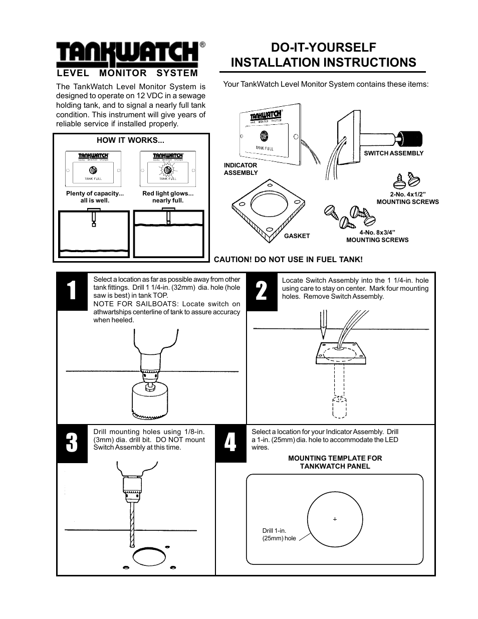 SeaLand TankWatch Level Monitor System User Manual | 2 pages