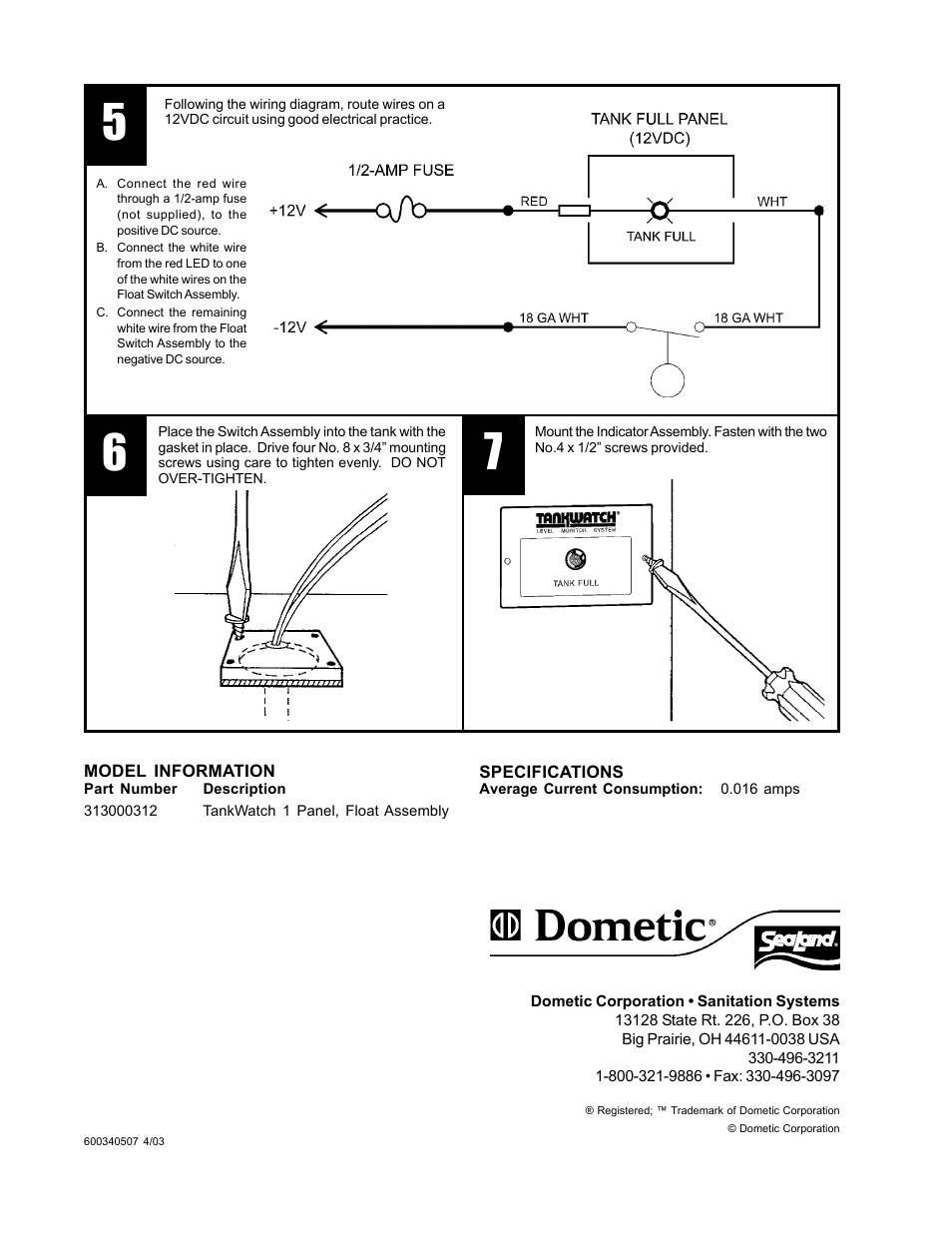 SeaLand TankWatch Level Monitor System User Manual | Page 2 / 2