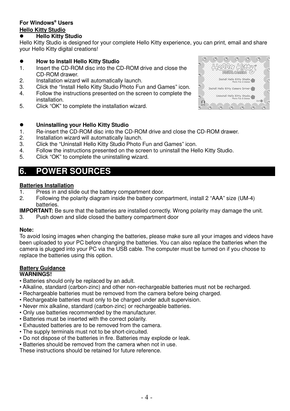 Power sources | Spectra KT7002 User Manual | Page 5 / 14