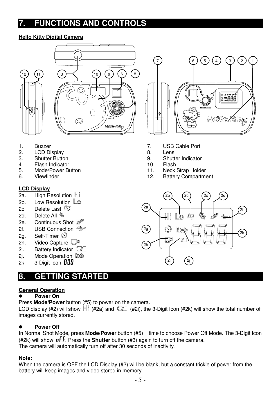 Functions and controls, Getting started | Spectra KT7002 User Manual | Page 6 / 14