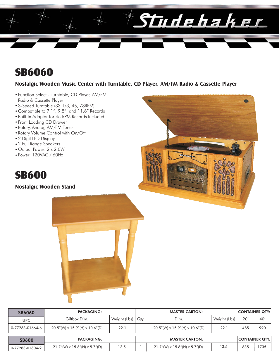 Spectra Studebaker SB600 User Manual | 1 page
