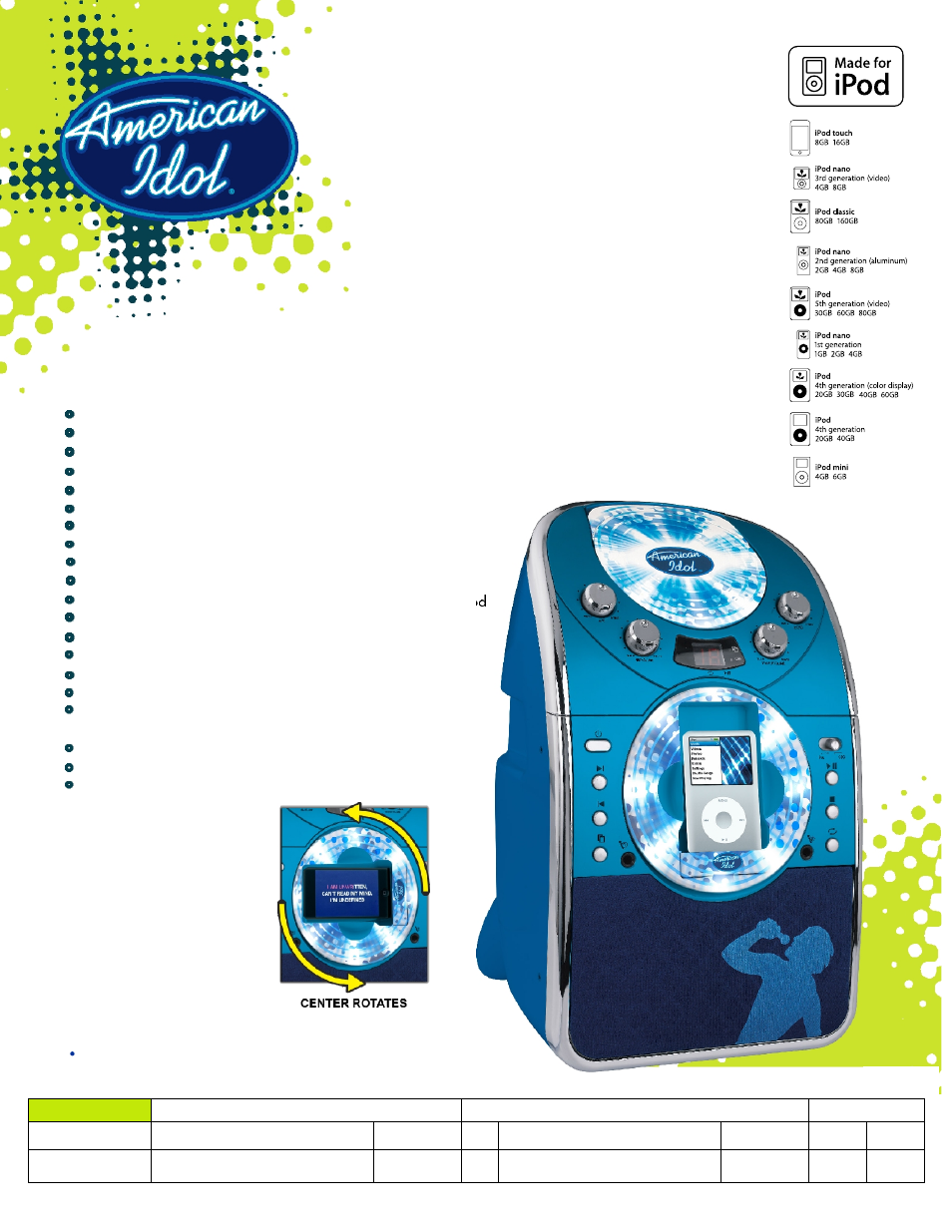 Spectra American Idol AI160 User Manual | 1 page