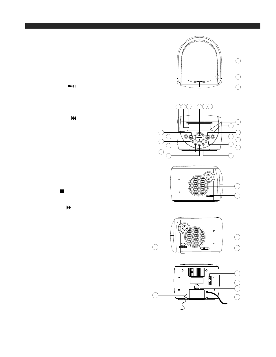 Location of controls | Spectra Hello Kitty KT2053 User Manual | Page 5 / 15