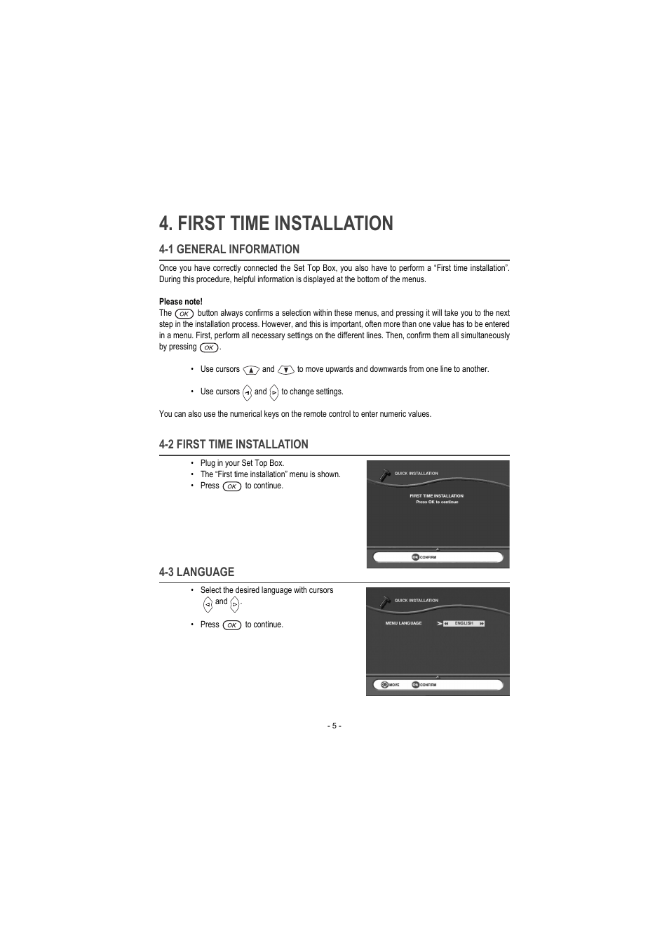 First time installation, 1 general information, 2 first time installation | 3 language | Sagem ITD 60 User Manual | Page 11 / 32