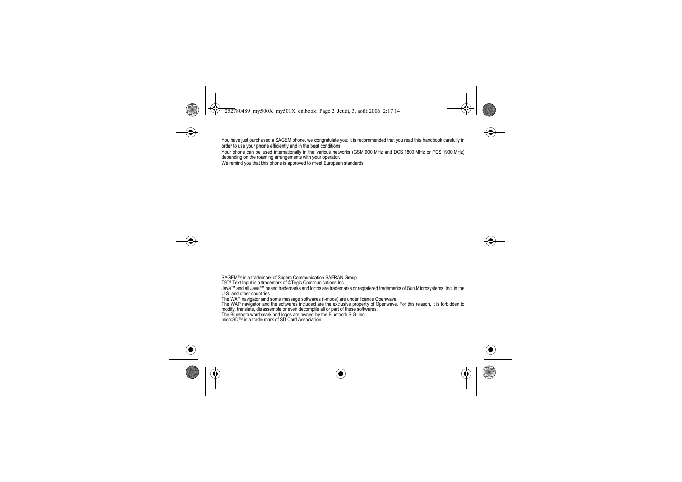 Sagem my500x User Manual | Page 2 / 66