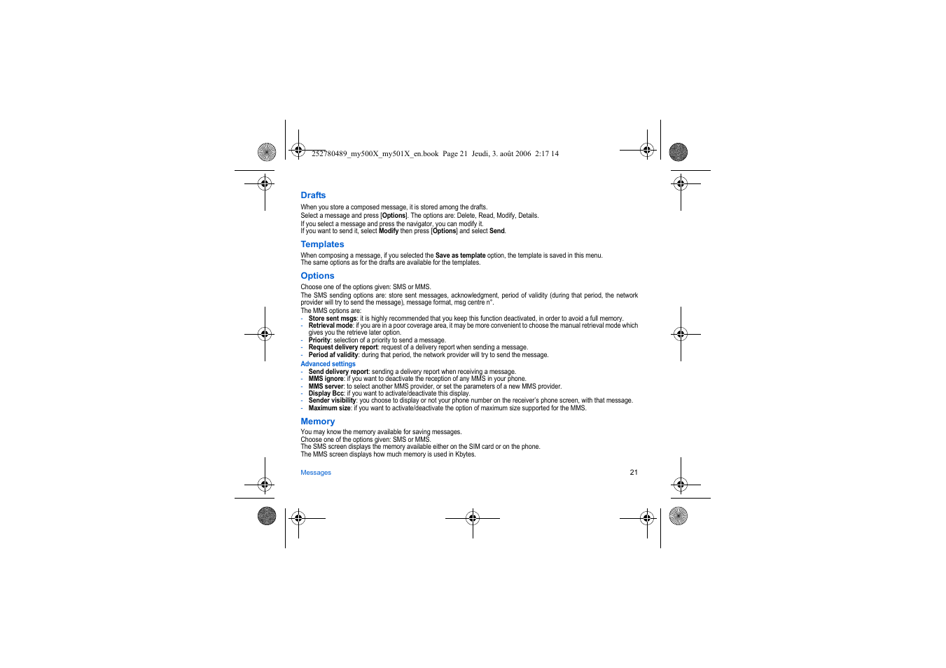 Sagem my500x User Manual | Page 21 / 66