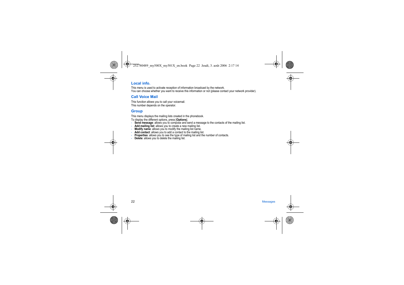 Sagem my500x User Manual | Page 22 / 66