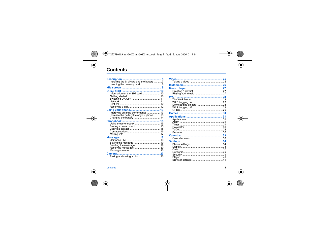 Sagem my500x User Manual | Page 3 / 66