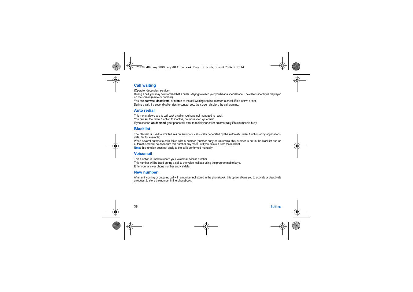 Sagem my500x User Manual | Page 38 / 66