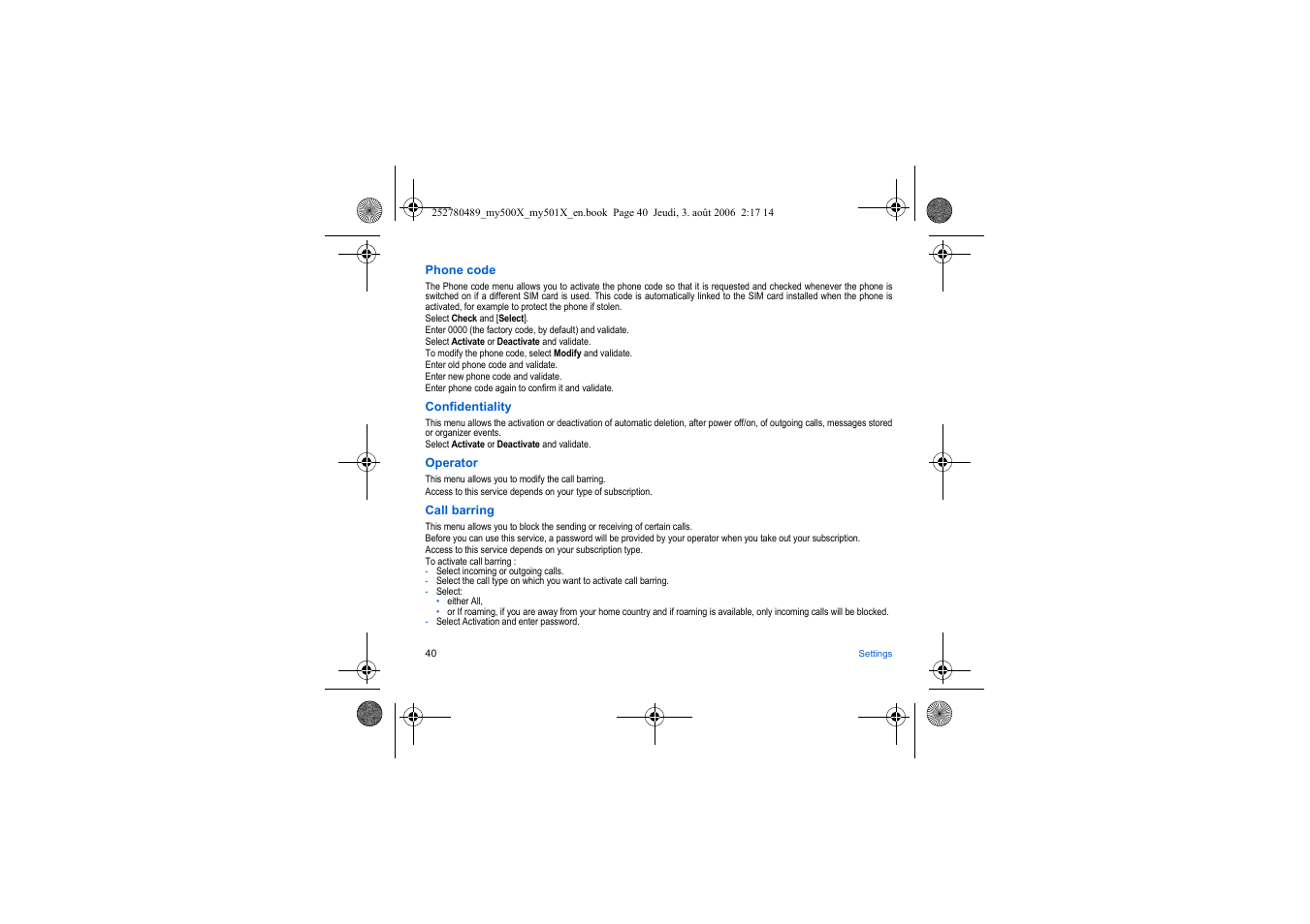 Sagem my500x User Manual | Page 40 / 66