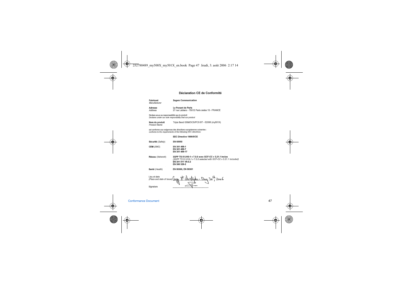 Sagem my500x User Manual | Page 47 / 66