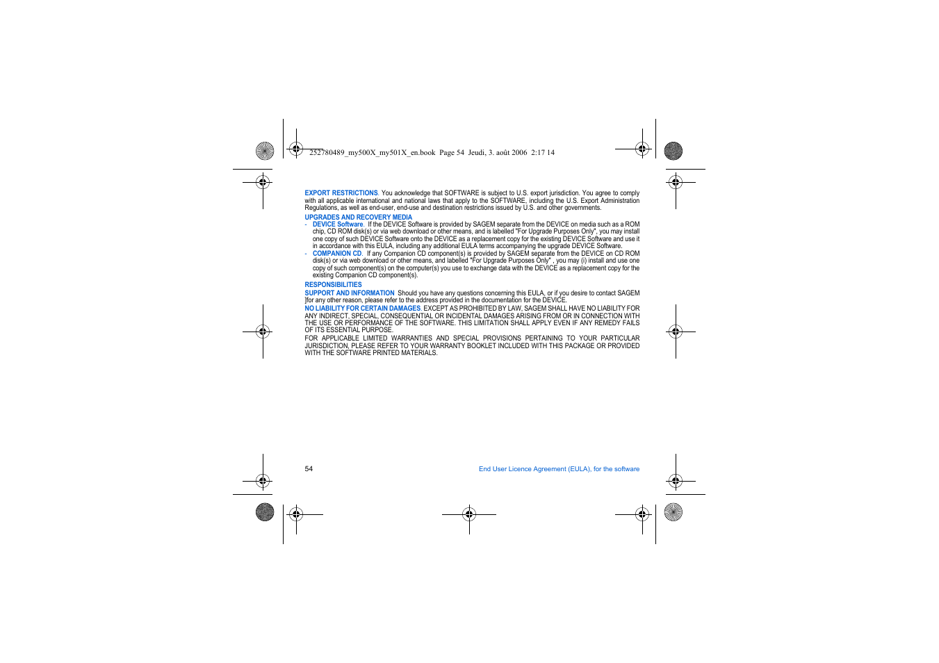 Sagem my500x User Manual | Page 54 / 66