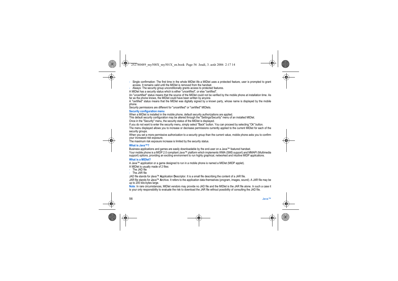 Sagem my500x User Manual | Page 56 / 66