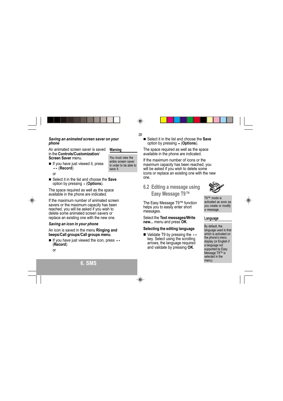 2 editing a message using easy message t9 | Sagem MY 302X User Manual | Page 29 / 63