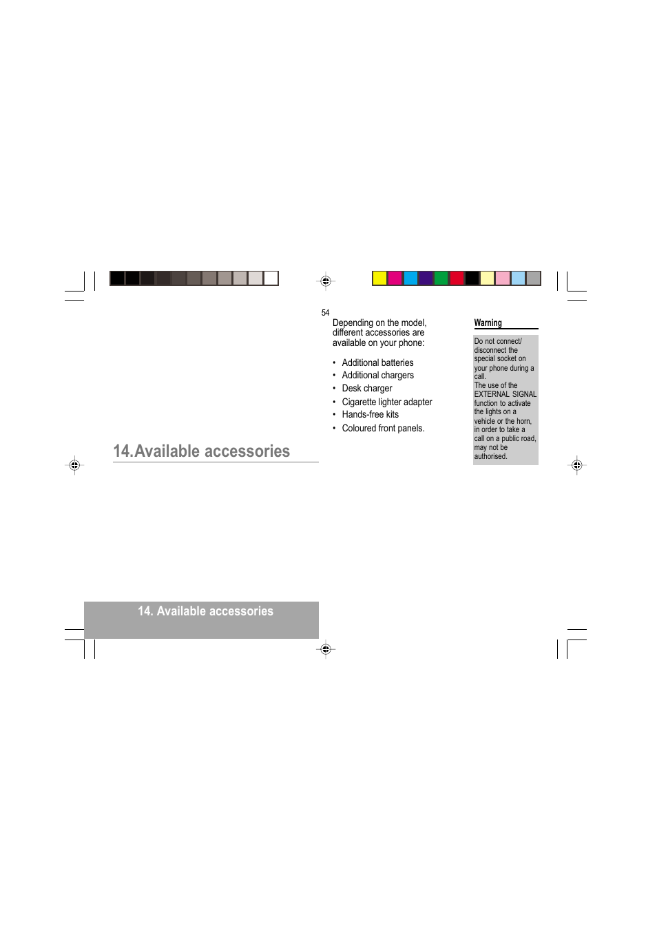 Available accessories | Sagem MY 302X User Manual | Page 55 / 63