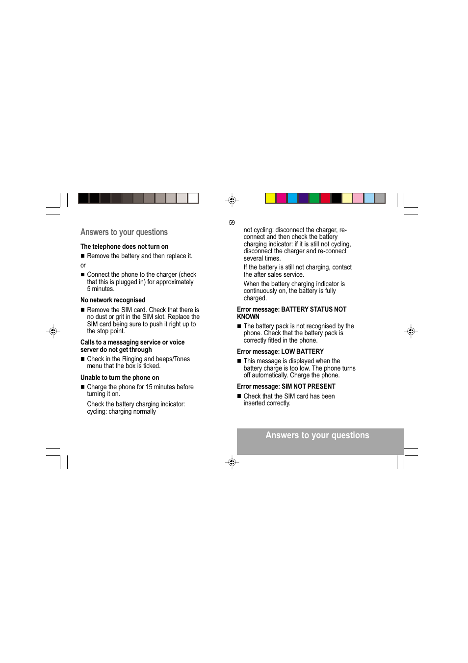 Answers to your questions | Sagem MY 302X User Manual | Page 60 / 63