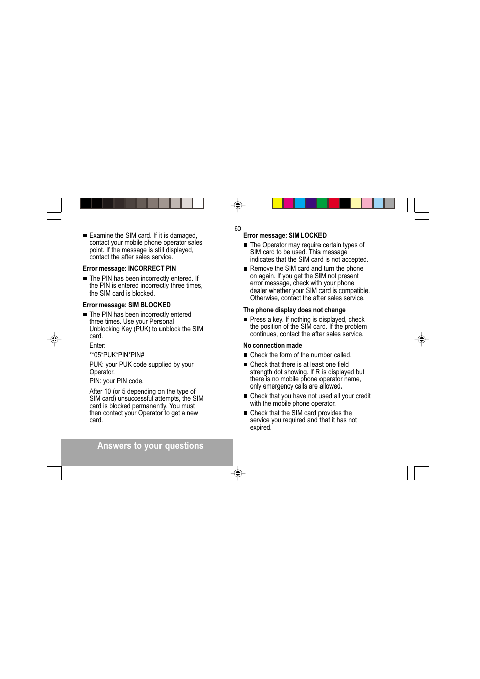 Answers to your questions | Sagem MY 302X User Manual | Page 61 / 63