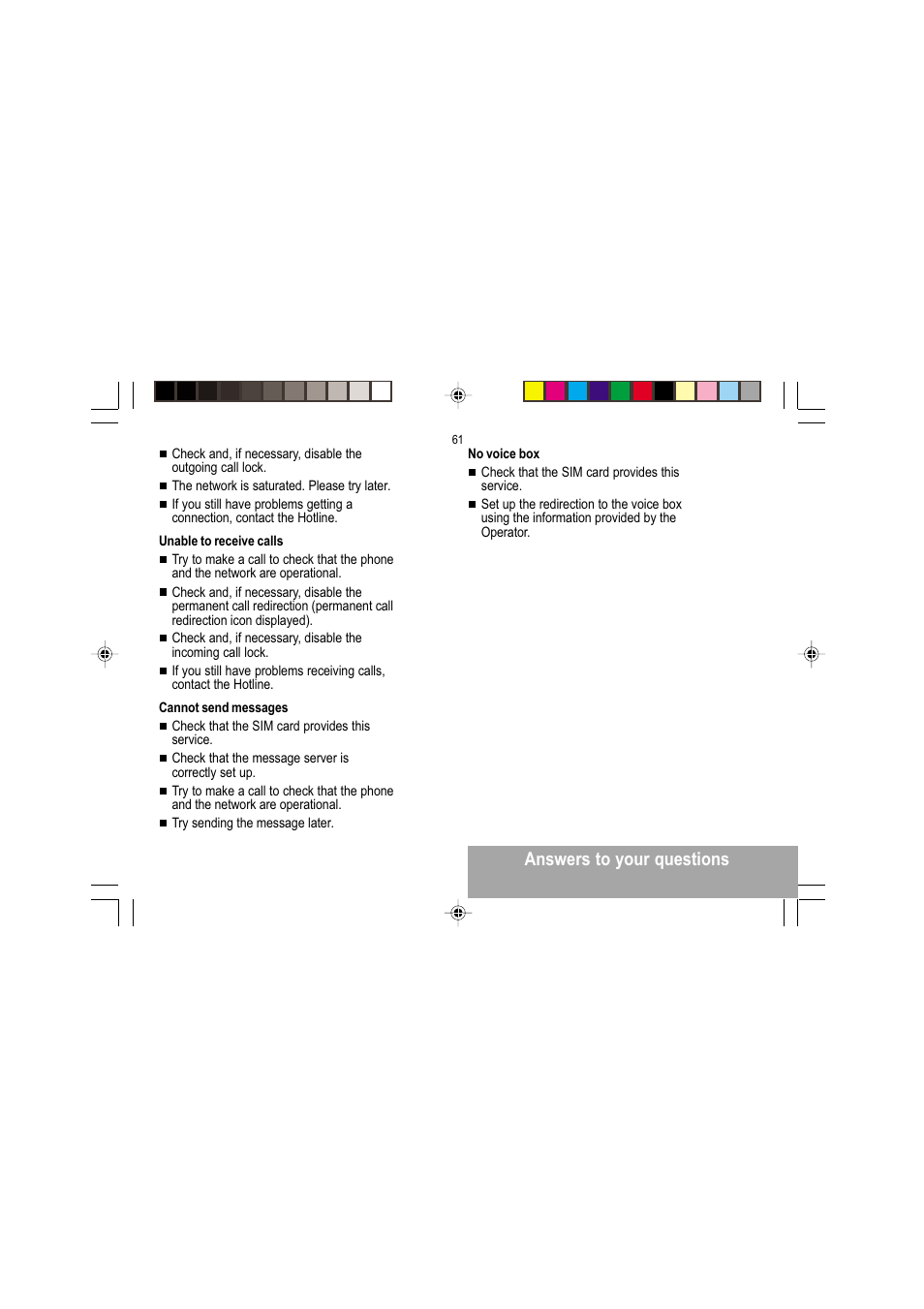 Answers to your questions | Sagem MY 302X User Manual | Page 62 / 63