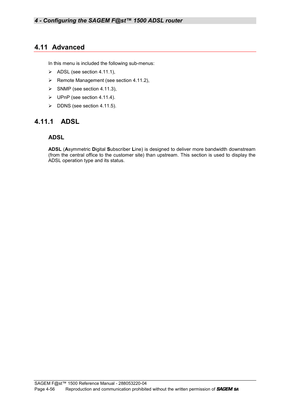 11 advanced, 1 adsl | Sagem SAGEMFAST 1500WG User Manual | Page 102 / 138
