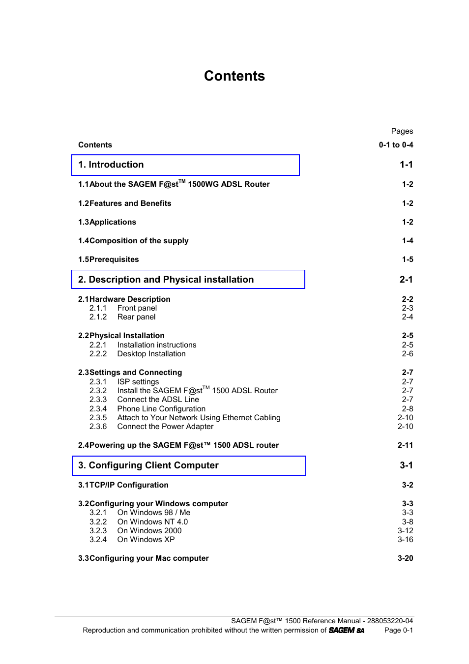 Sagem SAGEMFAST 1500WG User Manual | Page 3 / 138