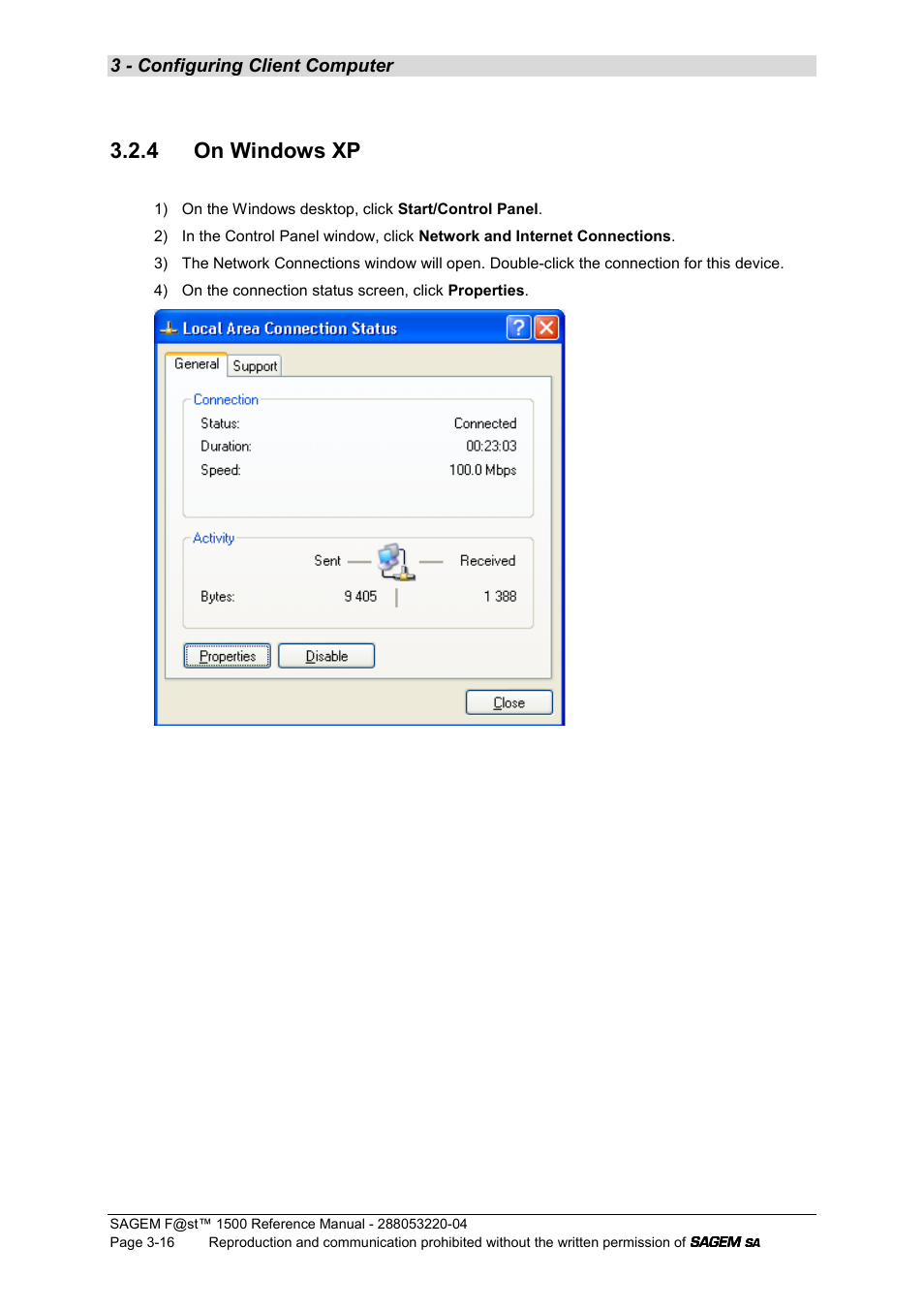 4 on windows xp | Sagem SAGEMFAST 1500WG User Manual | Page 40 / 138