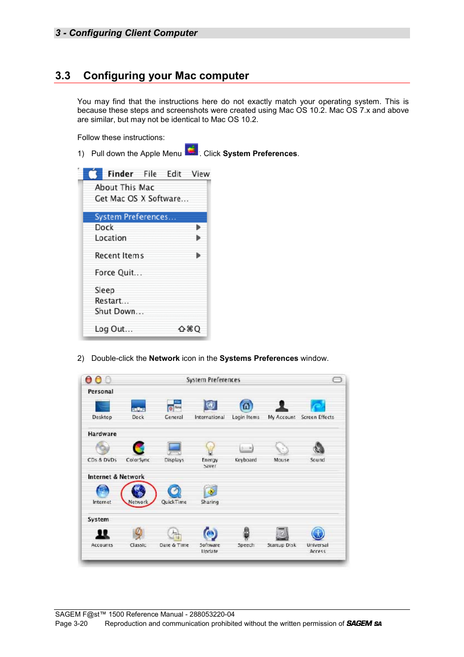 3 configuring your mac computer, 3 - configuring client computer | Sagem SAGEMFAST 1500WG User Manual | Page 44 / 138