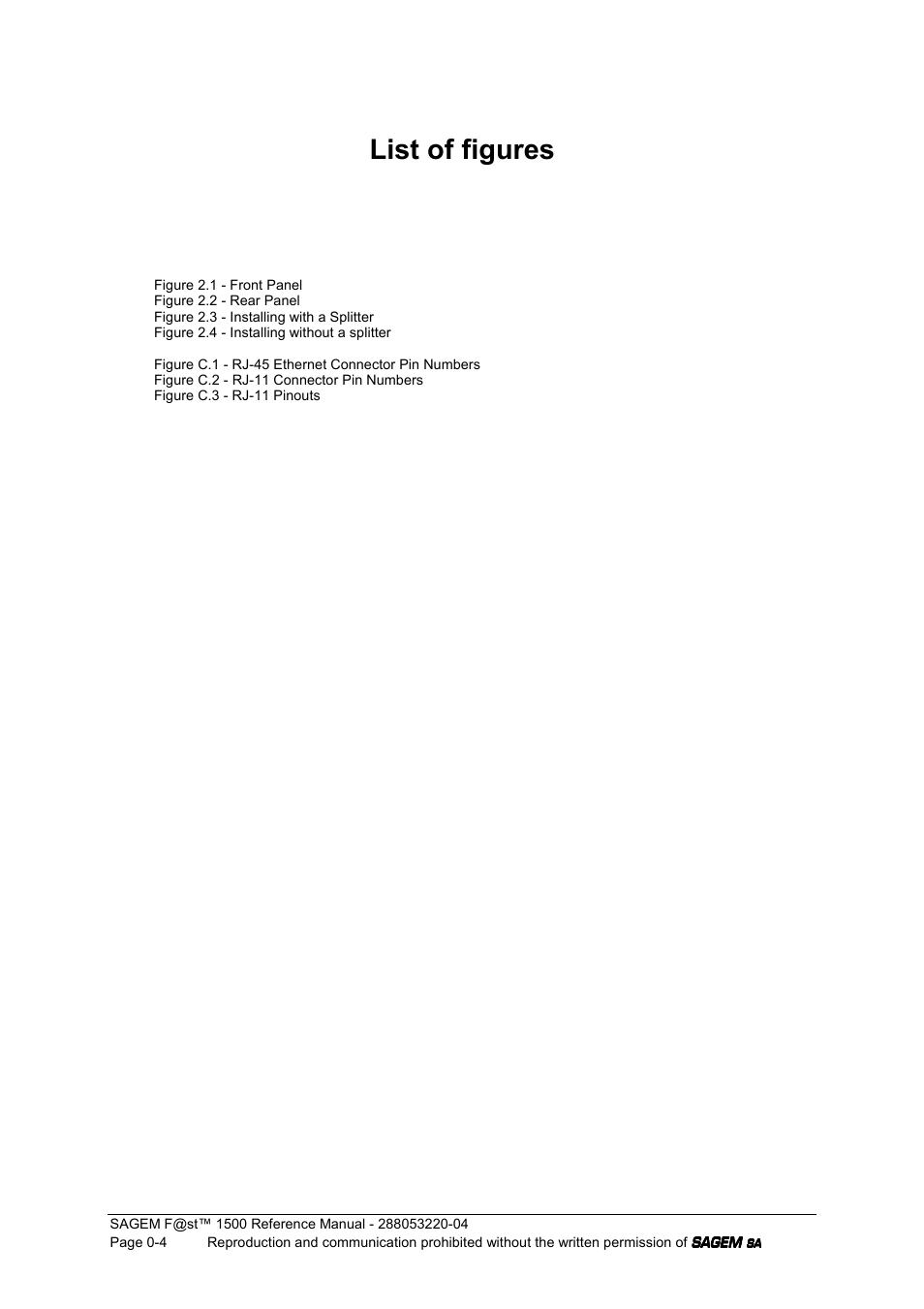 List of figures | Sagem SAGEMFAST 1500WG User Manual | Page 6 / 138