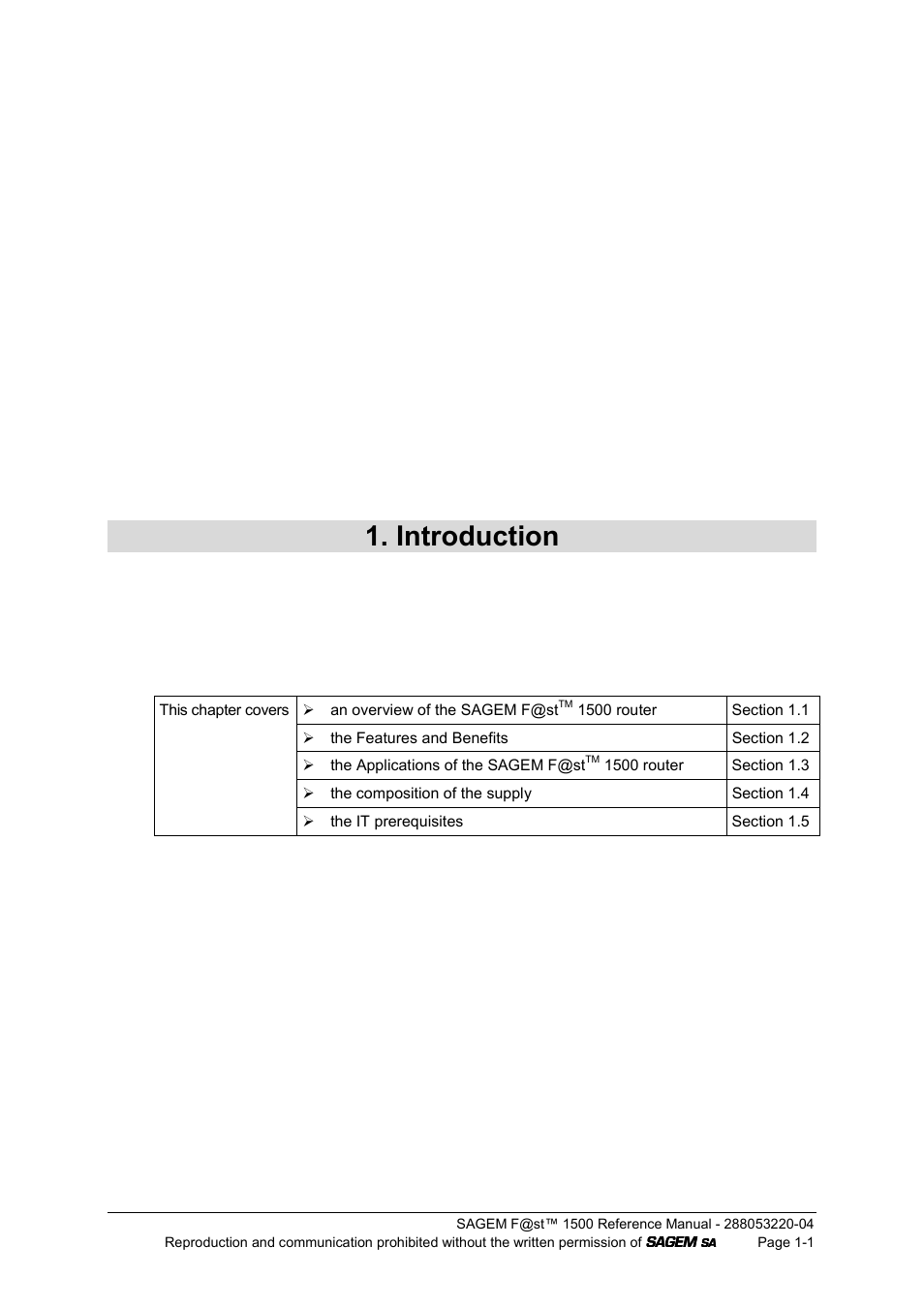 Introduction | Sagem SAGEMFAST 1500WG User Manual | Page 7 / 138