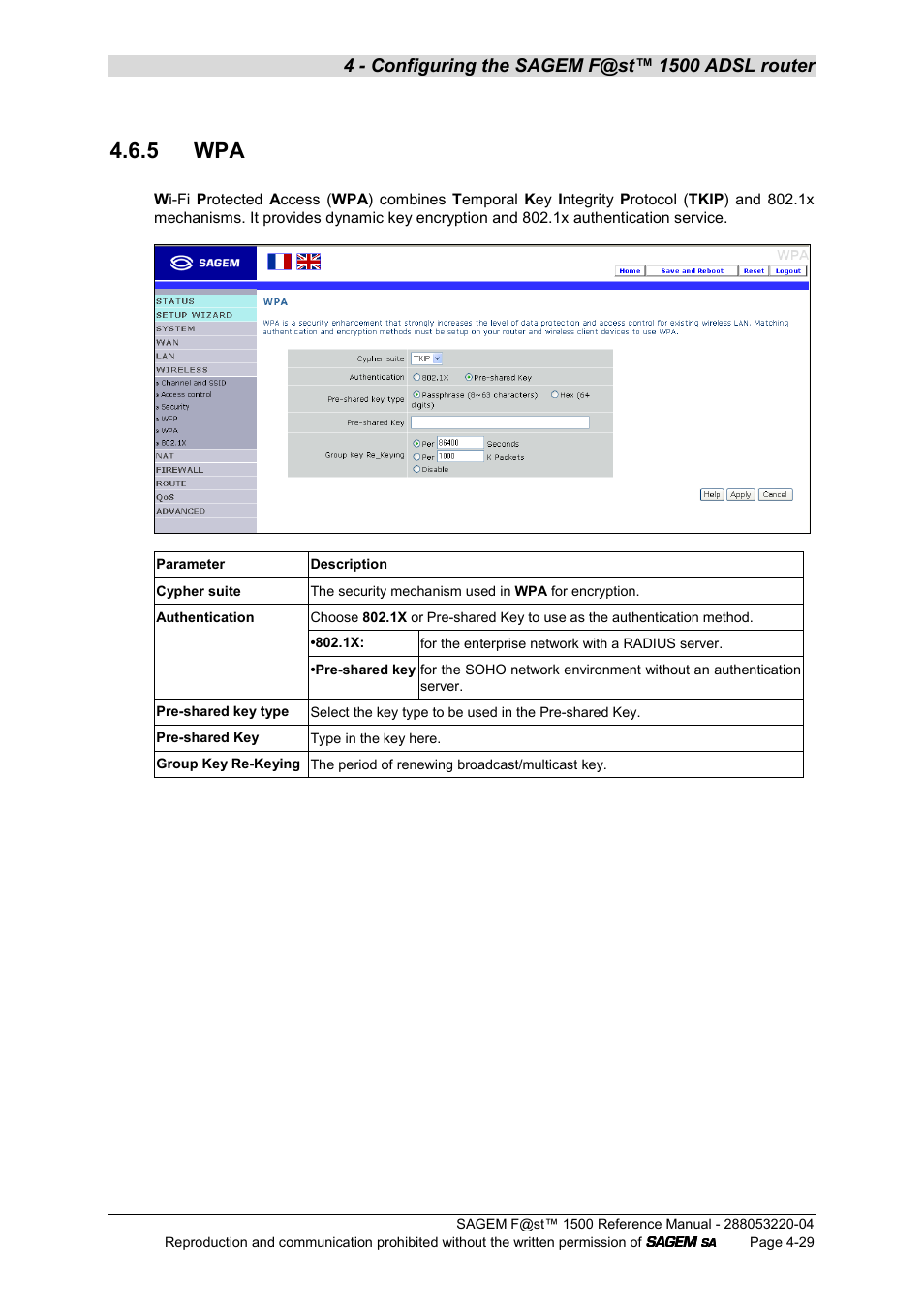 5 wpa | Sagem SAGEMFAST 1500WG User Manual | Page 75 / 138