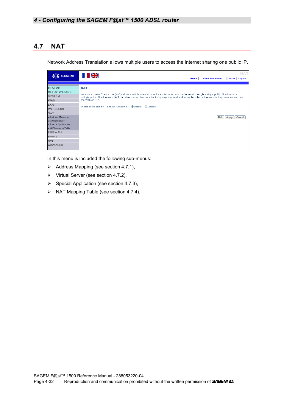 7 nat | Sagem SAGEMFAST 1500WG User Manual | Page 78 / 138