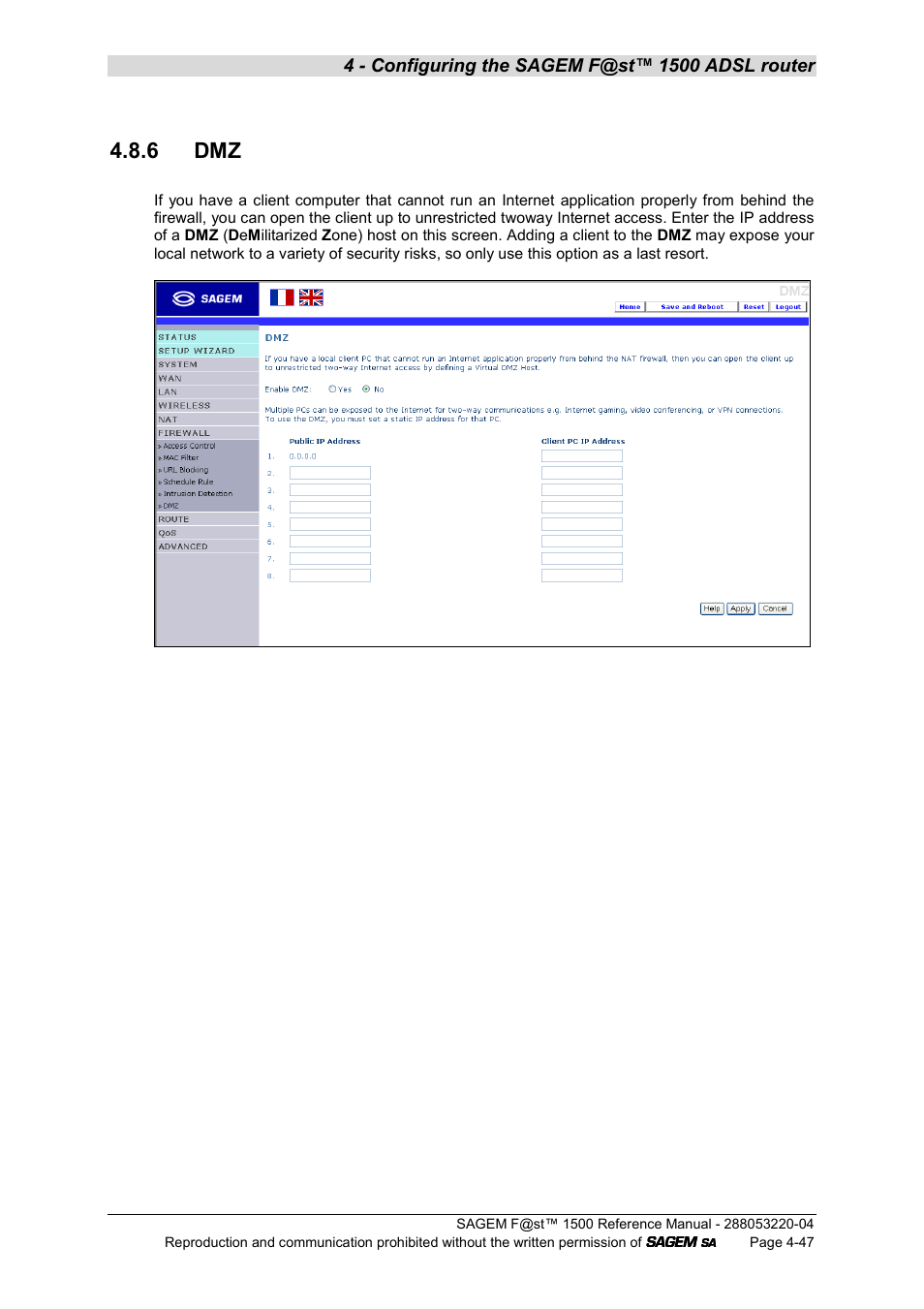 6 dmz | Sagem SAGEMFAST 1500WG User Manual | Page 93 / 138