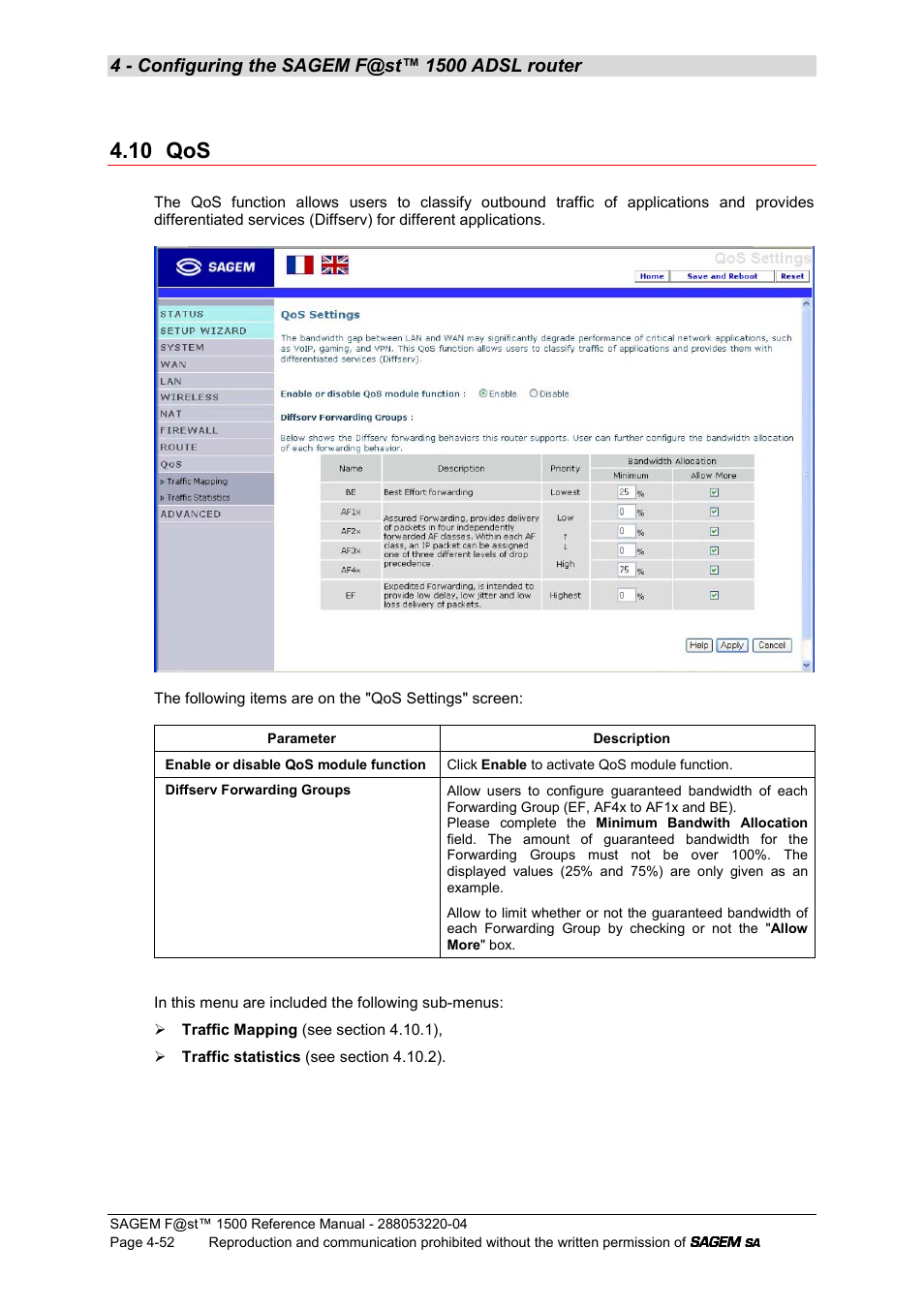 10 qos | Sagem SAGEMFAST 1500WG User Manual | Page 98 / 138