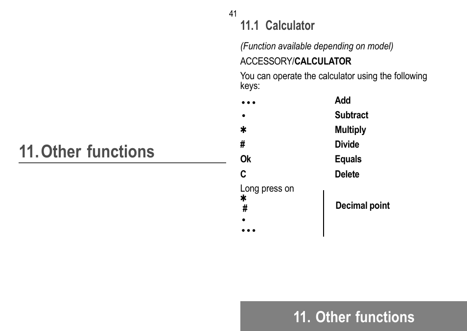 Other functions, 1 calculator | Sagem 912 User Manual | Page 42 / 50