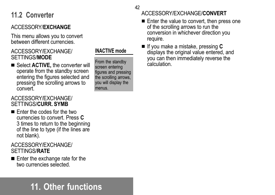 Other functions, 2 converter | Sagem 912 User Manual | Page 43 / 50