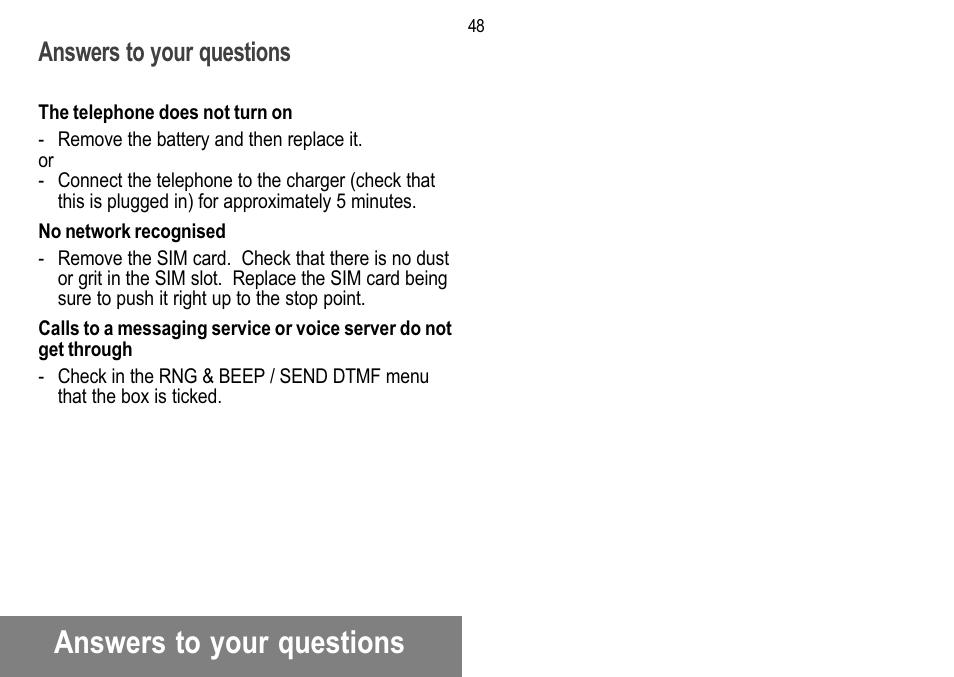 Answers to your questions | Sagem 912 User Manual | Page 49 / 50
