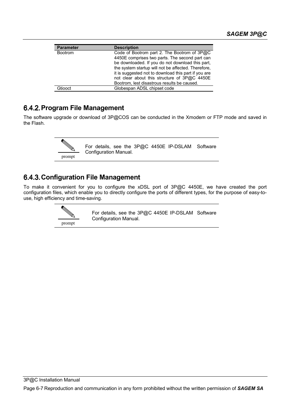 Program file management, Configuration file management, 6.4.2. program file management | 6.4.3. configuration file management | Sagem 4450E User Manual | Page 114 / 198