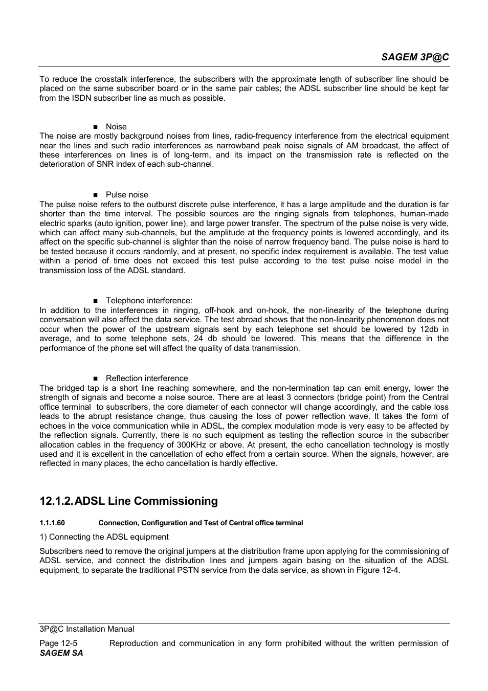 Adsl line commissioning, Sagem 3p@c | Sagem 4450E User Manual | Page 162 / 198