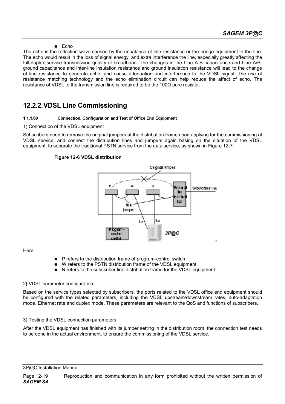 Vdsl line commissioning, Sagem 3p@c | Sagem 4450E User Manual | Page 176 / 198