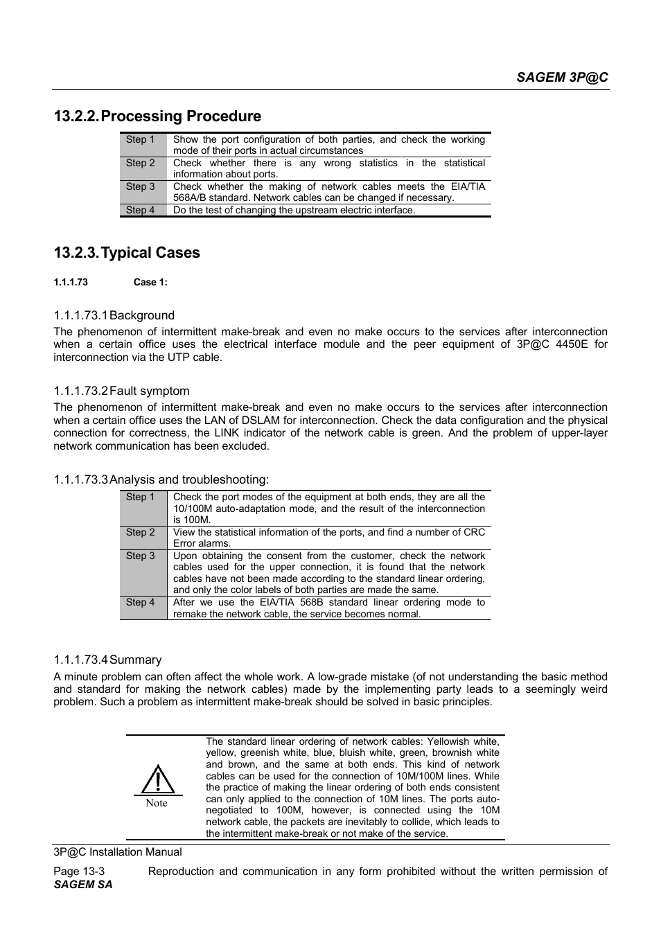 Processing procedure, Typical cases, Sagem 3p@c | Sagem 4450E User Manual | Page 186 / 198