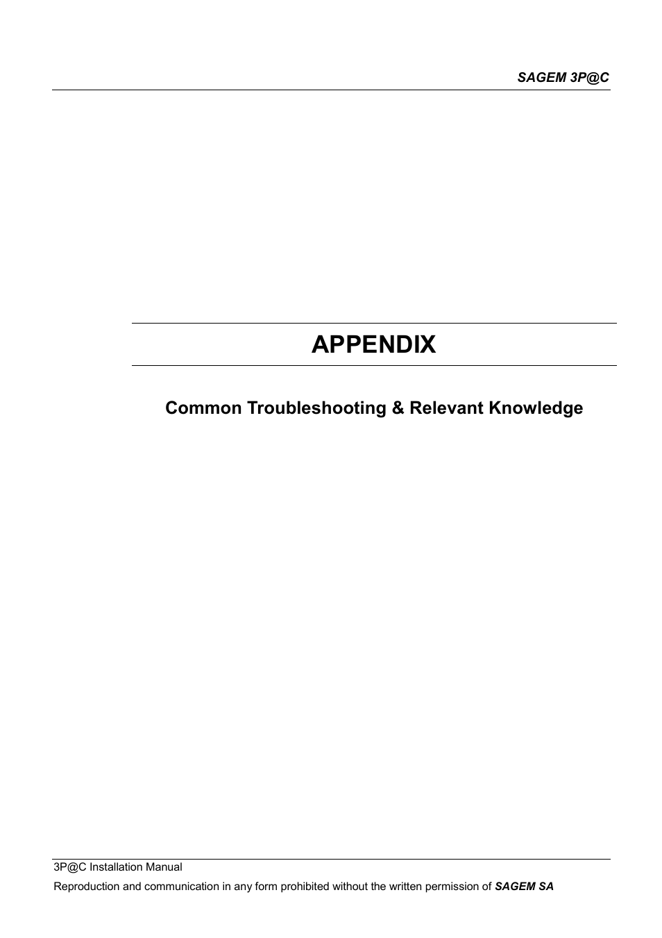 Appendix, Common troubleshooting & relevant knowledge | Sagem 4450E User Manual | Page 192 / 198