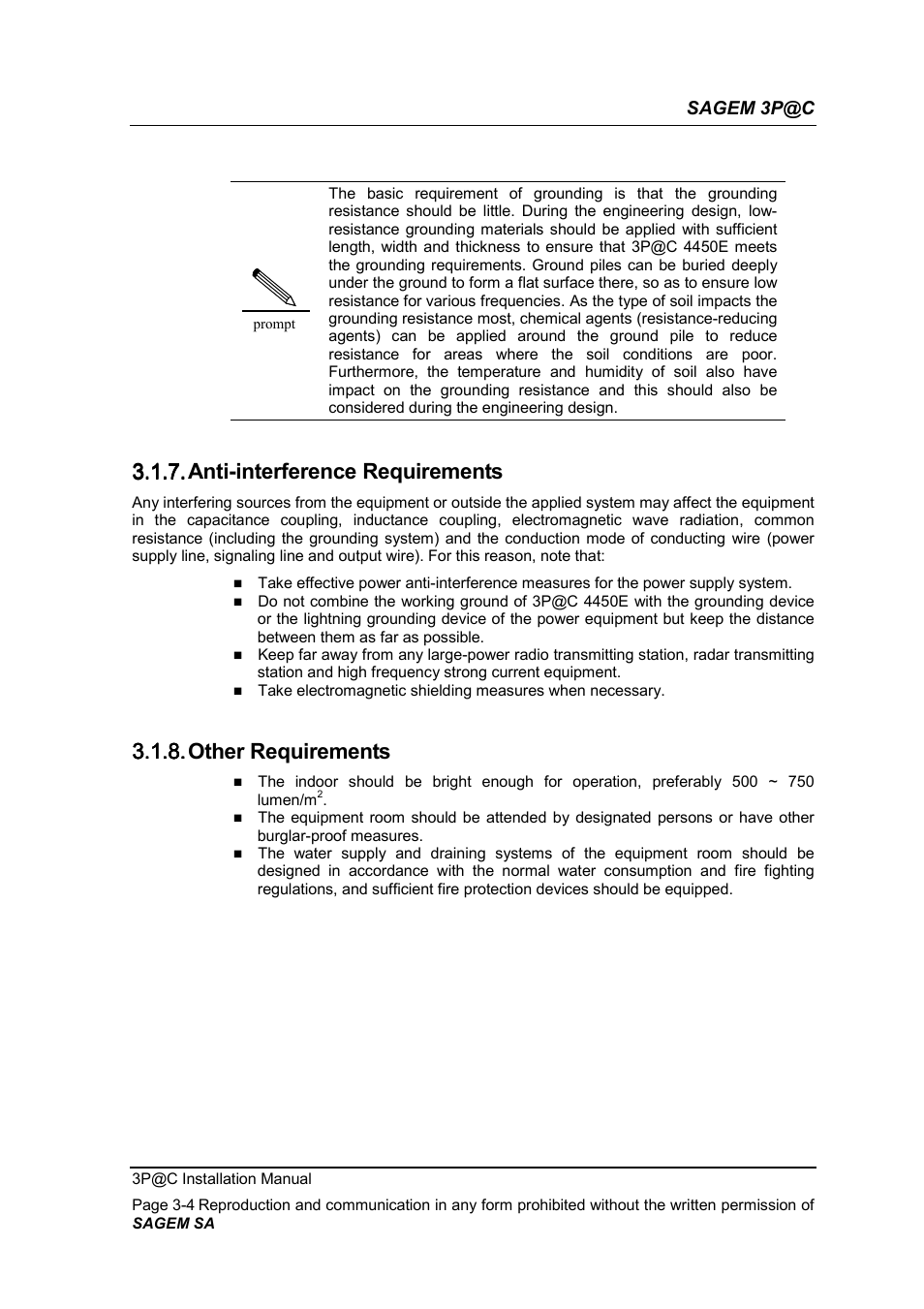 Anti-interference requirements, Other requirements, 3.1.7. anti-interference requirements | 3.1.8. other requirements | Sagem 4450E User Manual | Page 51 / 198