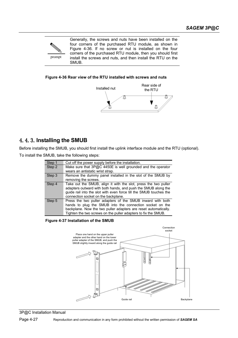 Installing the smub, Sagem 3p@c | Sagem 4450E User Manual | Page 88 / 198