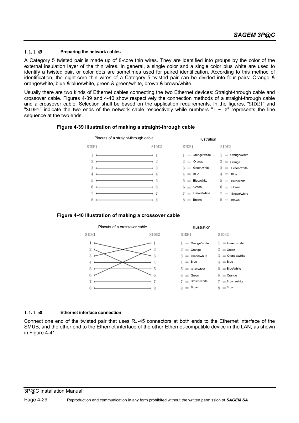 Sagem 3p@c, 3p@c installation manual page 4-29, Represents the line sequence at the two ends | Sagem 4450E User Manual | Page 90 / 198