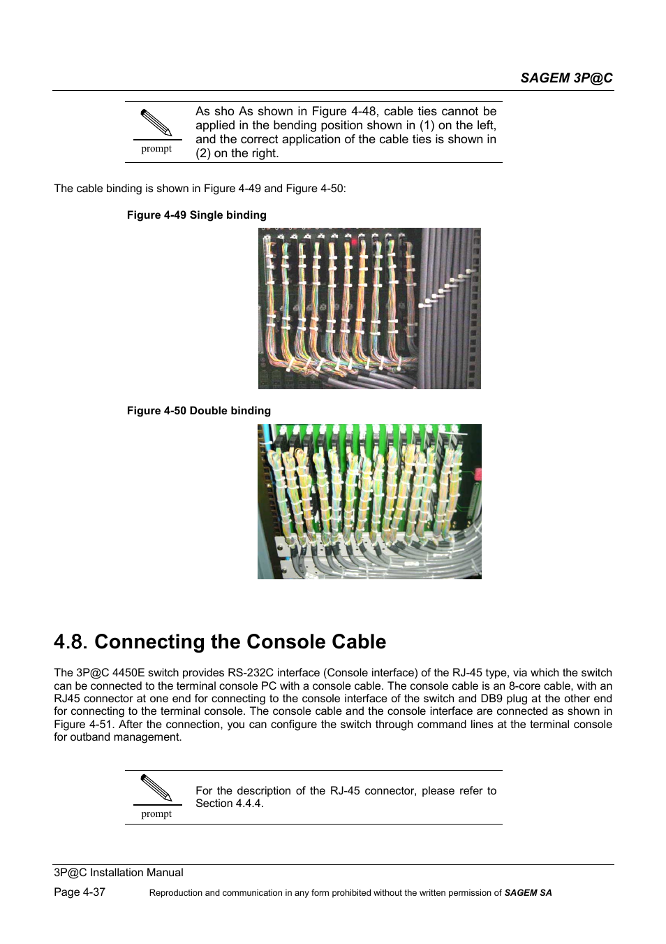 Connecting the console cable, 4.8. connecting the console cable | Sagem 4450E User Manual | Page 98 / 198