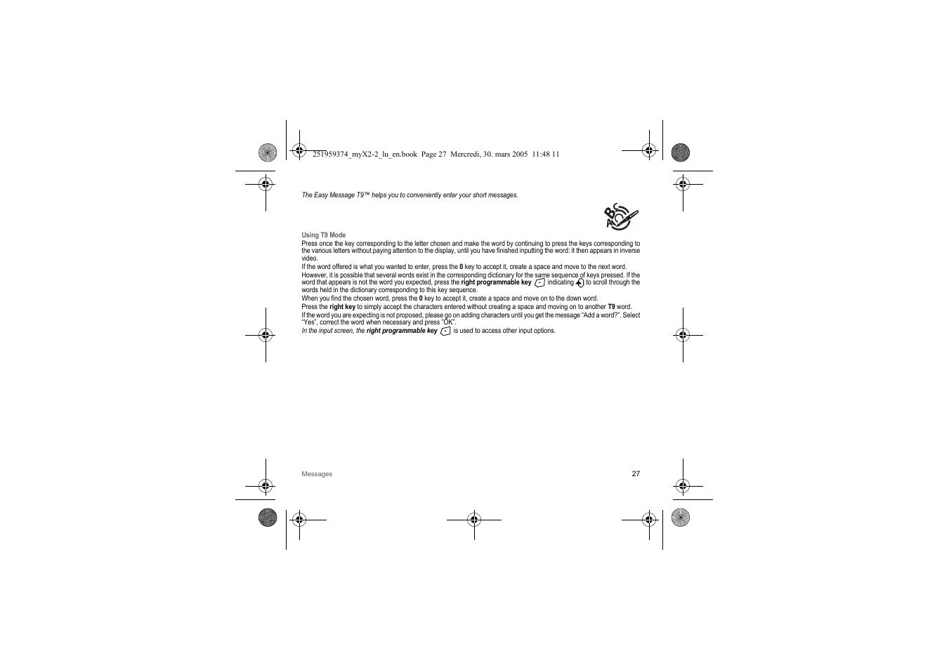 Sagem myX2-2m  EN User Manual | Page 27 / 71