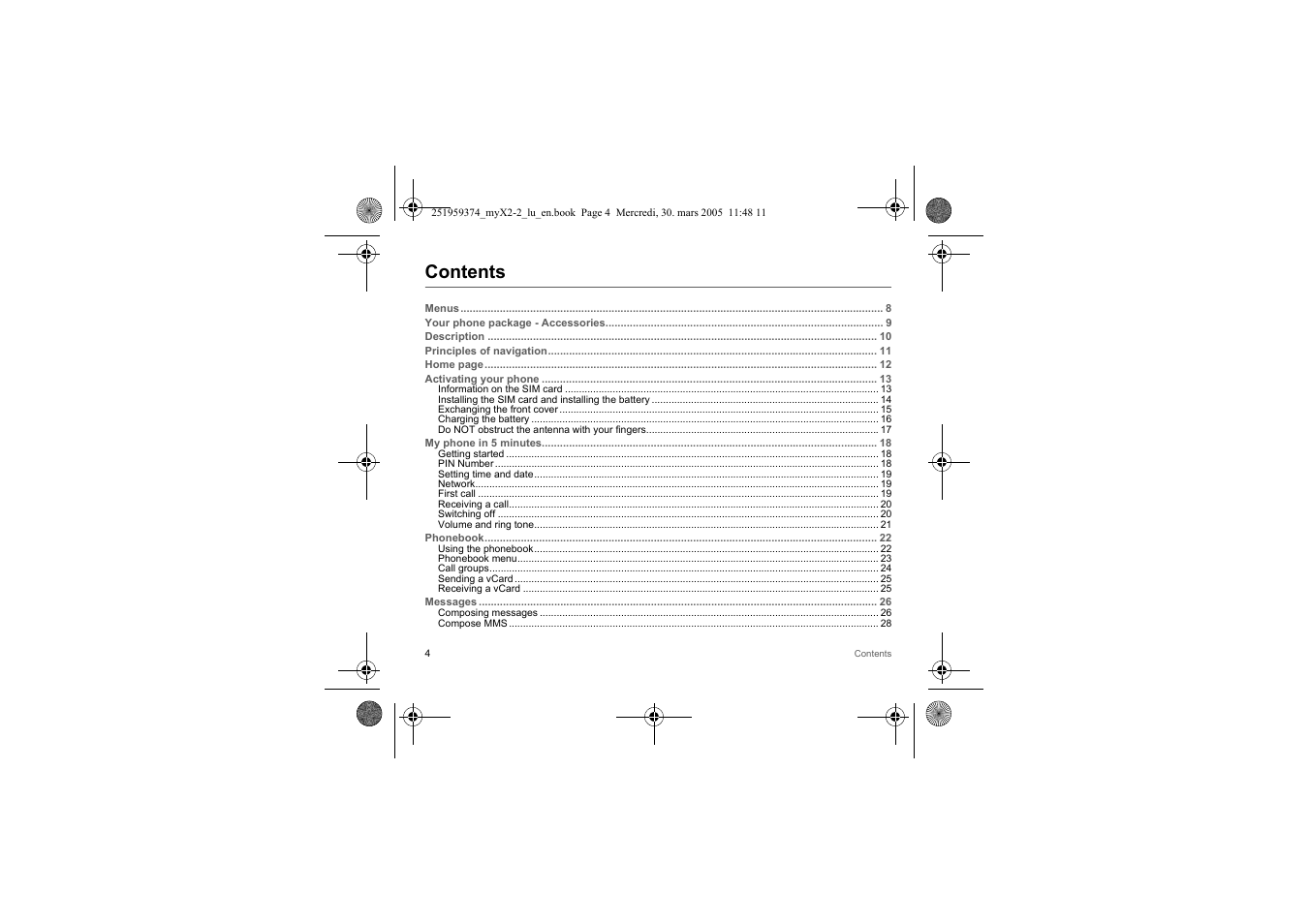 Sagem myX2-2m  EN User Manual | Page 4 / 71