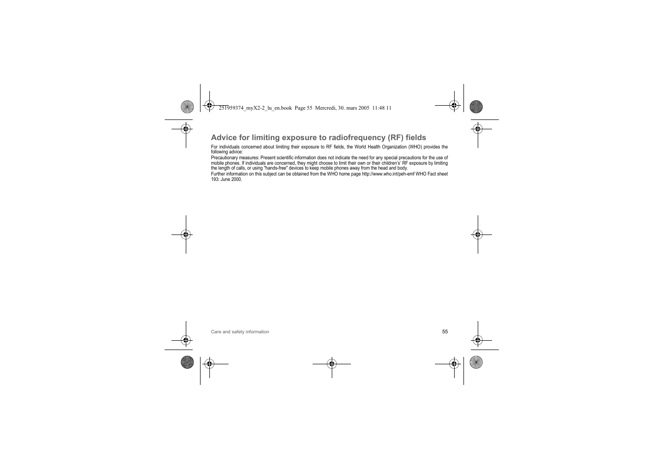 Sagem myX2-2m  EN User Manual | Page 55 / 71