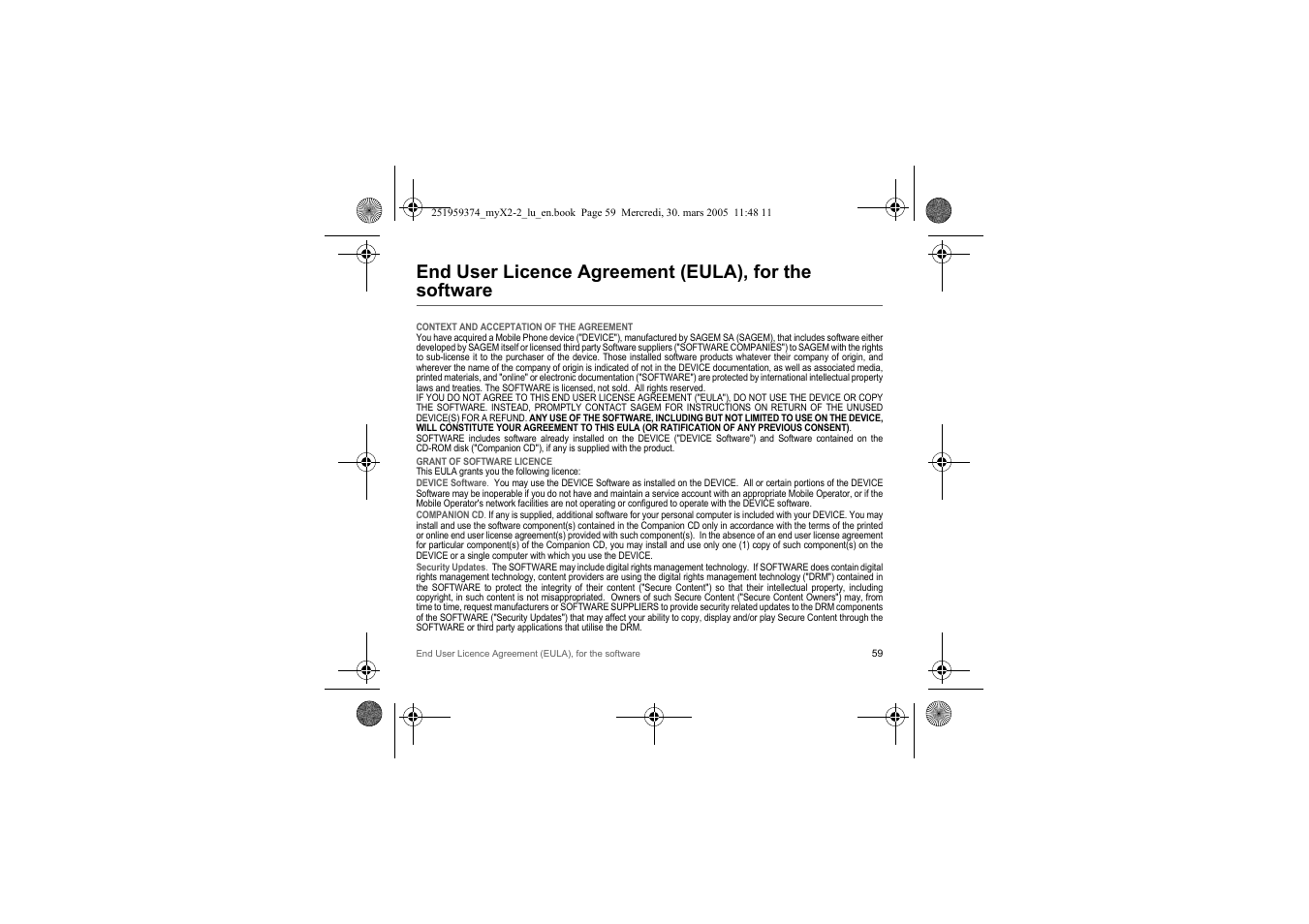 Sagem myX2-2m  EN User Manual | Page 59 / 71