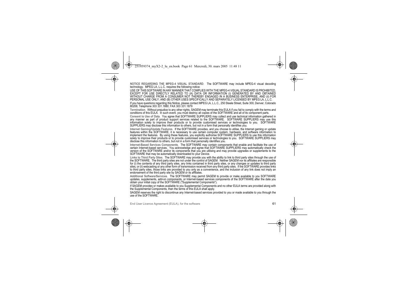 Sagem myX2-2m  EN User Manual | Page 61 / 71