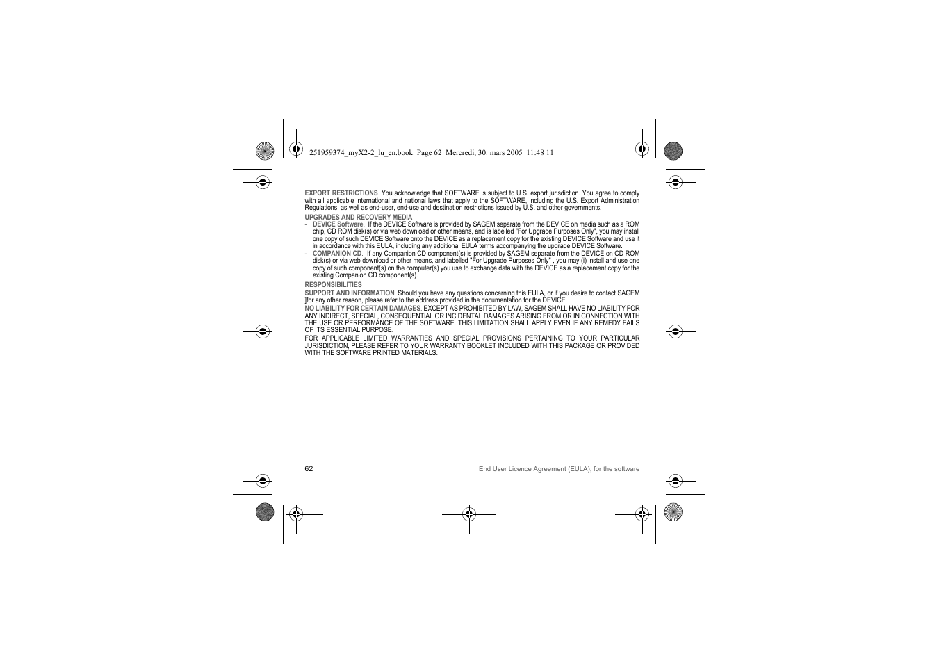 Sagem myX2-2m  EN User Manual | Page 62 / 71